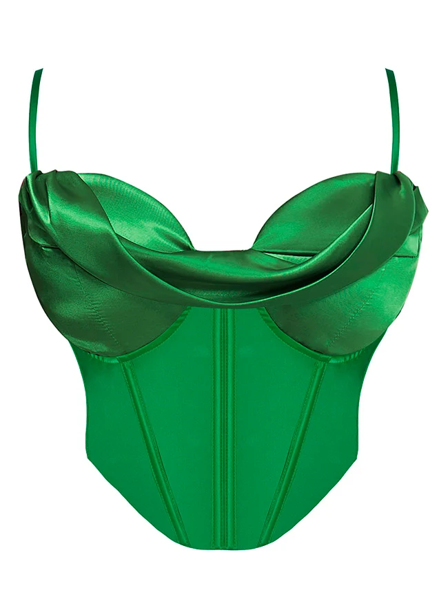 Clubwear Camis Crop Top aus Satin mit Spaghettiträger und Reißverschluss hinten