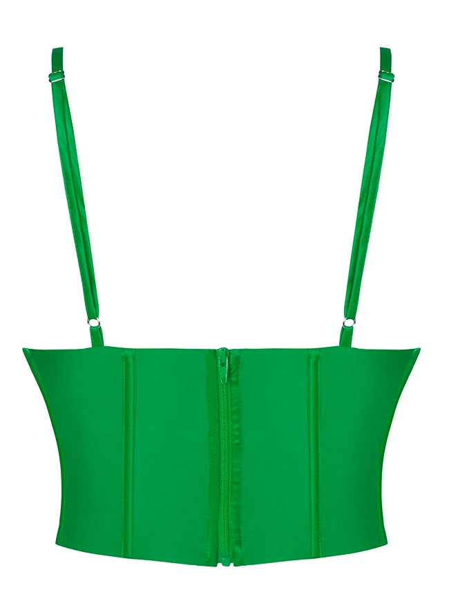 Clubwear Camis Crop Top aus Satin mit Spaghettiträger und Reißverschluss hinten