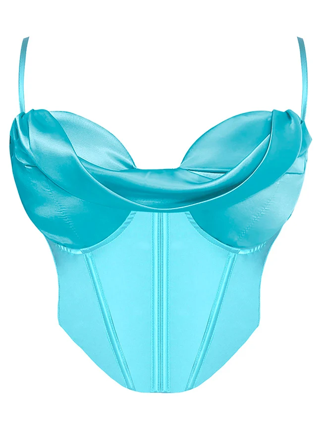 Clubwear Camis Crop Top aus Satin mit Spaghettiträger und Reißverschluss hinten