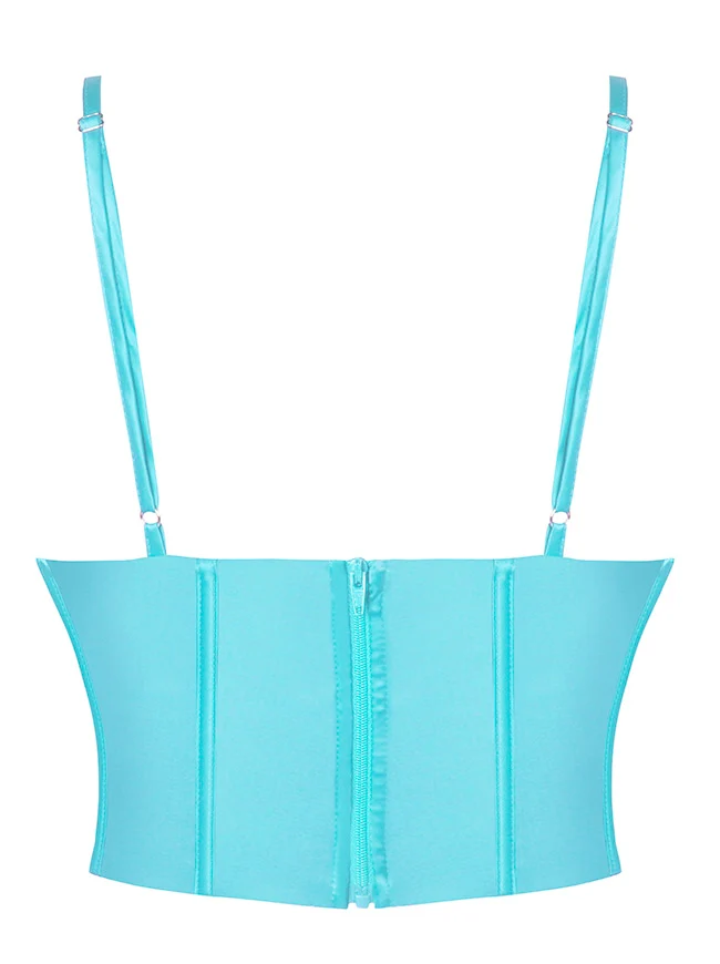 Clubwear Camis Crop Top aus Satin mit Spaghettiträger und Reißverschluss hinten