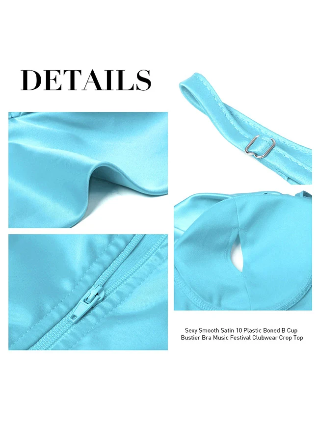 Clubwear Camis Crop Top aus Satin mit Spaghettiträger und Reißverschluss hinten