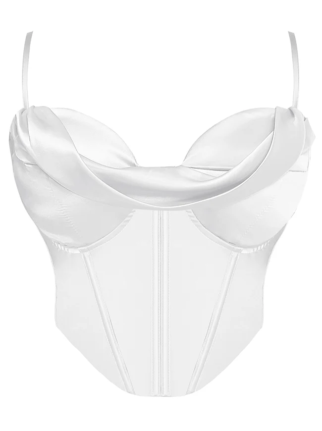 Clubwear Camis Crop Top aus Satin mit Spaghettiträger und Reißverschluss hinten