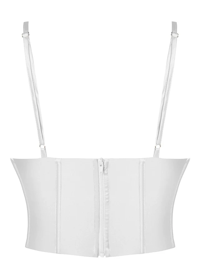Clubwear Camis Crop Top aus Satin mit Spaghettiträger und Reißverschluss hinten