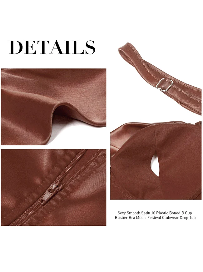 Clubwear Camis Crop Top aus Satin mit Spaghettiträger und Reißverschluss hinten