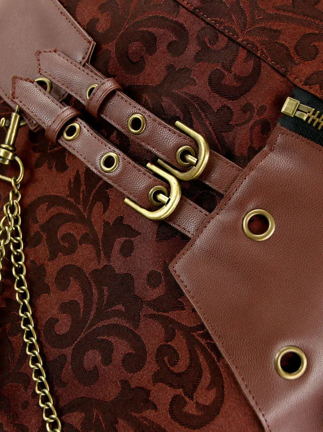 Steampunk Gothic Jacquard Fischschwanzrock mit hoher Taille und Beutel