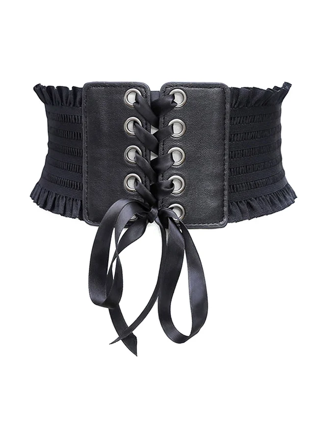 Kunstleder Taille Cincher Elastic Underbust Waspie Breiter Gürtel