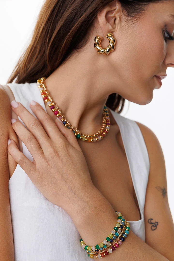 Collier de maillons entrelacés dorés