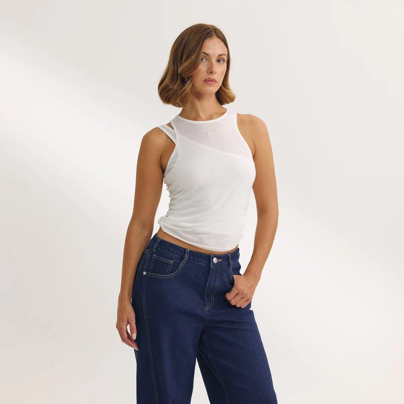 Mehrlagiges Tanktop - Weiß