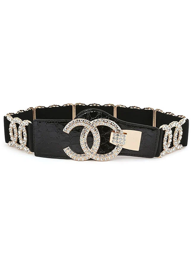 Mode Strass elastische Legierung Schnalle Taille Cincher Gürtel Taille Zubehör