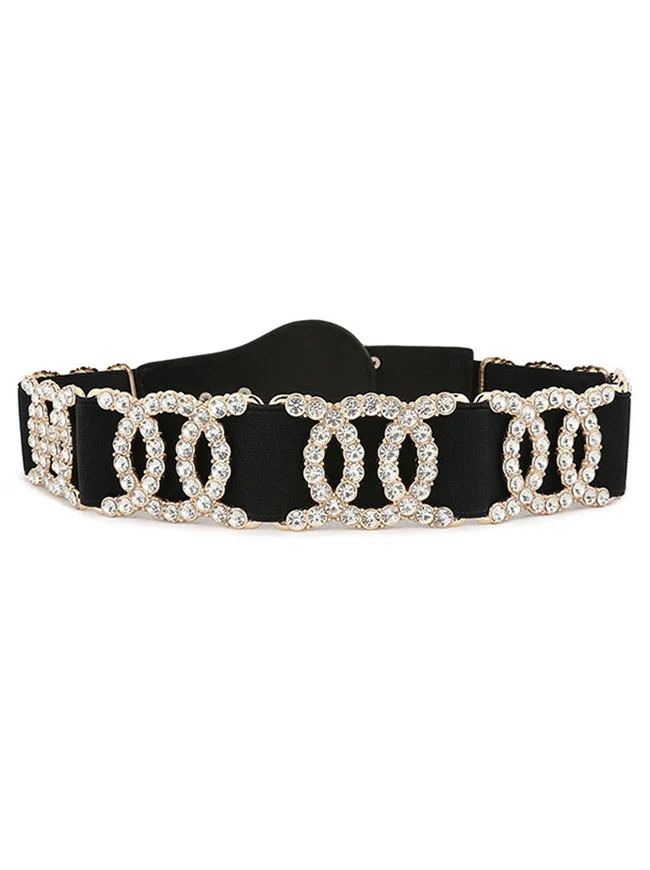 Mode Strass elastische Legierung Schnalle Taille Cincher Gürtel Taille Zubehör