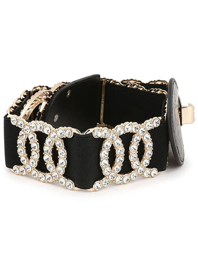 Mode Strass elastische Legierung Schnalle Taille Cincher Gürtel Taille Zubehör