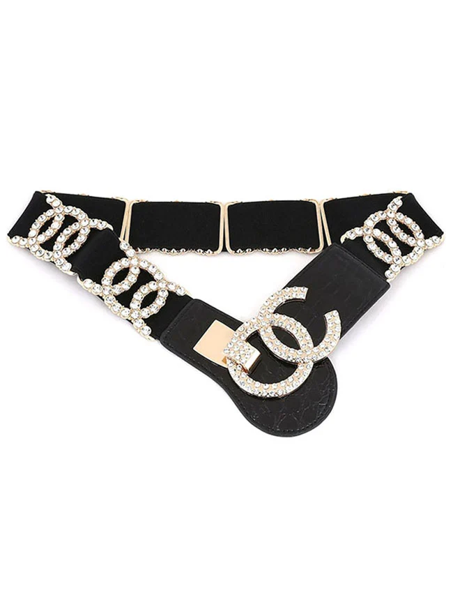 Mode Strass elastische Legierung Schnalle Taille Cincher Gürtel Taille Zubehör