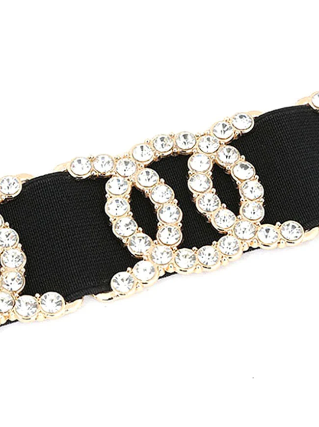 Mode Strass elastische Legierung Schnalle Taille Cincher Gürtel Taille Zubehör