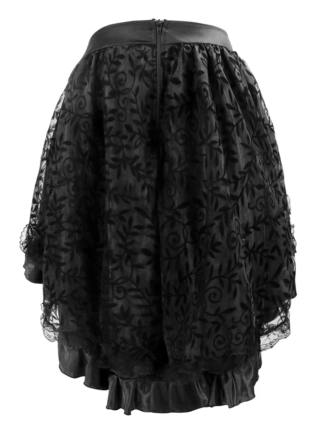 Steampunk Retro Gothic Vintage Satin High Low Rock mit Reißverschluss
