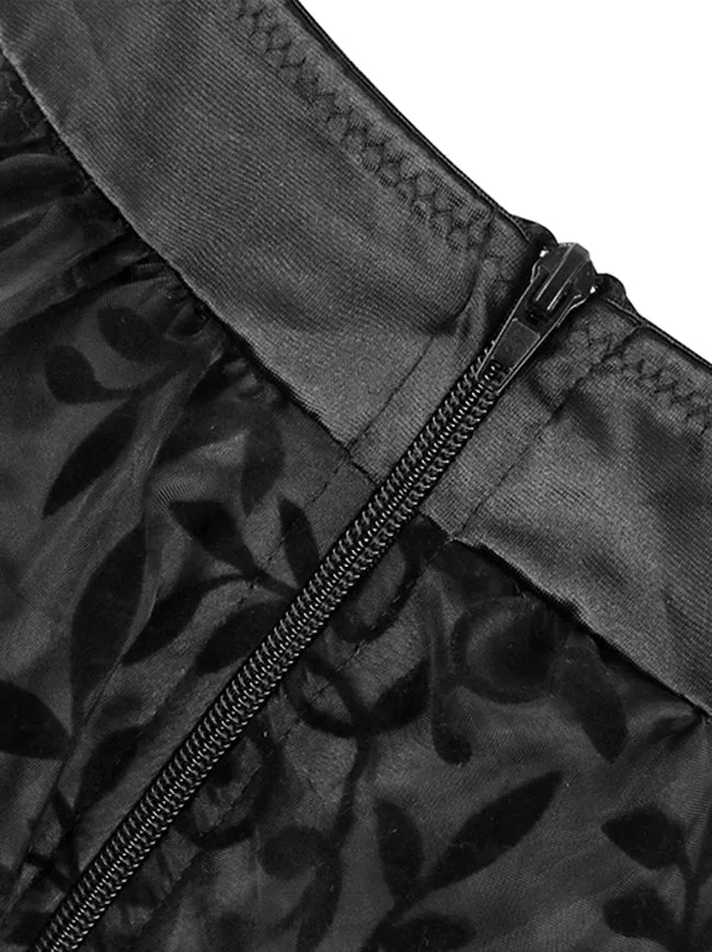 Steampunk Retro Gothic Vintage Satin High Low Rock mit Reißverschluss