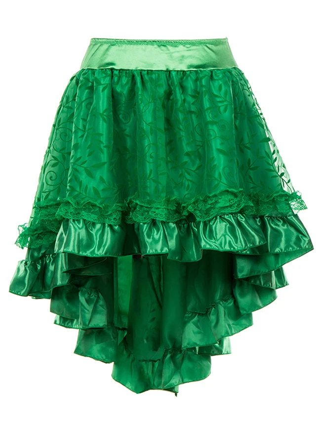 Steampunk Retro Gothic Vintage Satin High Low Rock mit Reißverschluss