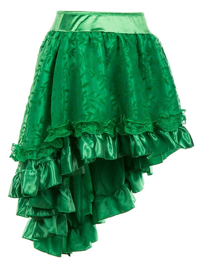 Steampunk Retro Gothic Vintage Satin High Low Rock mit Reißverschluss