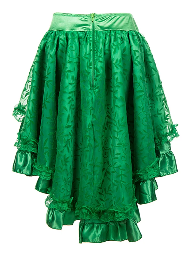 Steampunk Retro Gothic Vintage Satin High Low Rock mit Reißverschluss