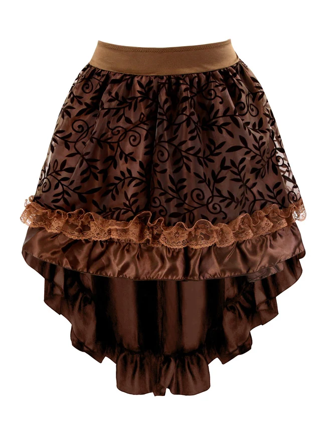 Steampunk Retro Gothic Vintage Satin High Low Rock mit Reißverschluss