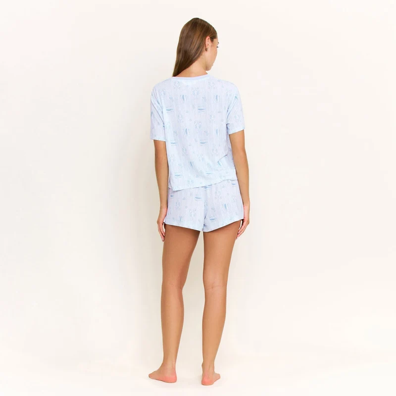 Ensemble pyjama rayé à t-shirt et short
