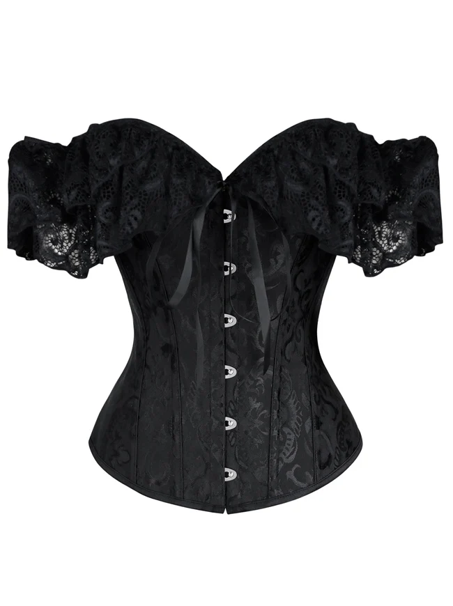 Steampunk Gothic Elegant Schulterfreies Jacquard Overbust Korsett