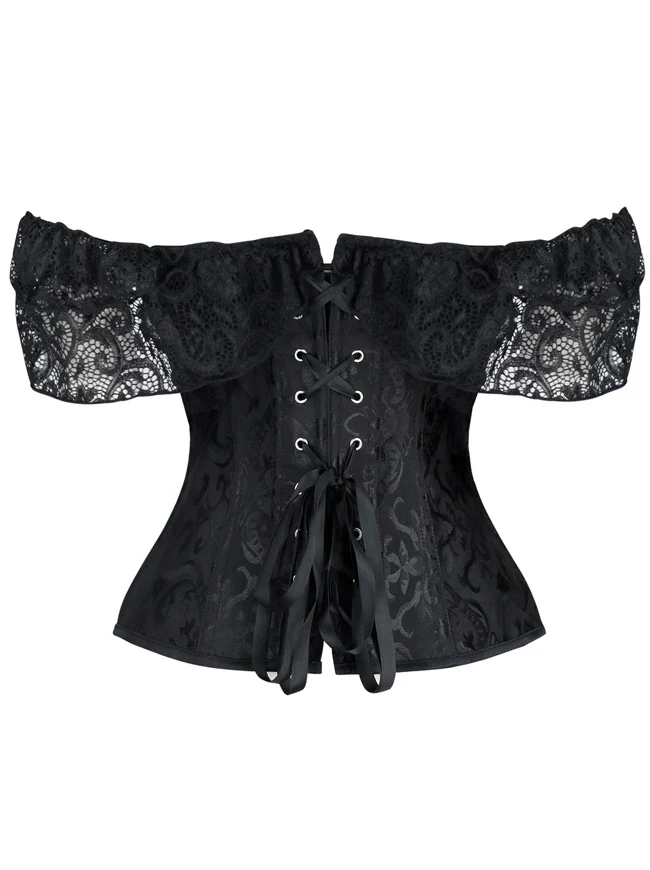 Steampunk Gothic Elegant Schulterfreies Jacquard Overbust Korsett