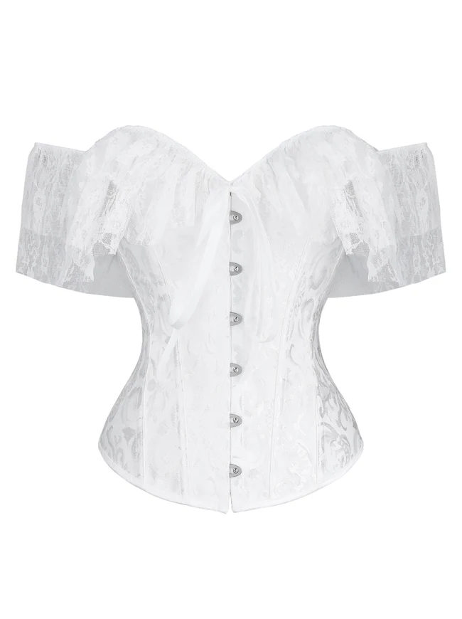 Steampunk Gothic Elegant Schulterfreies Jacquard Overbust Korsett