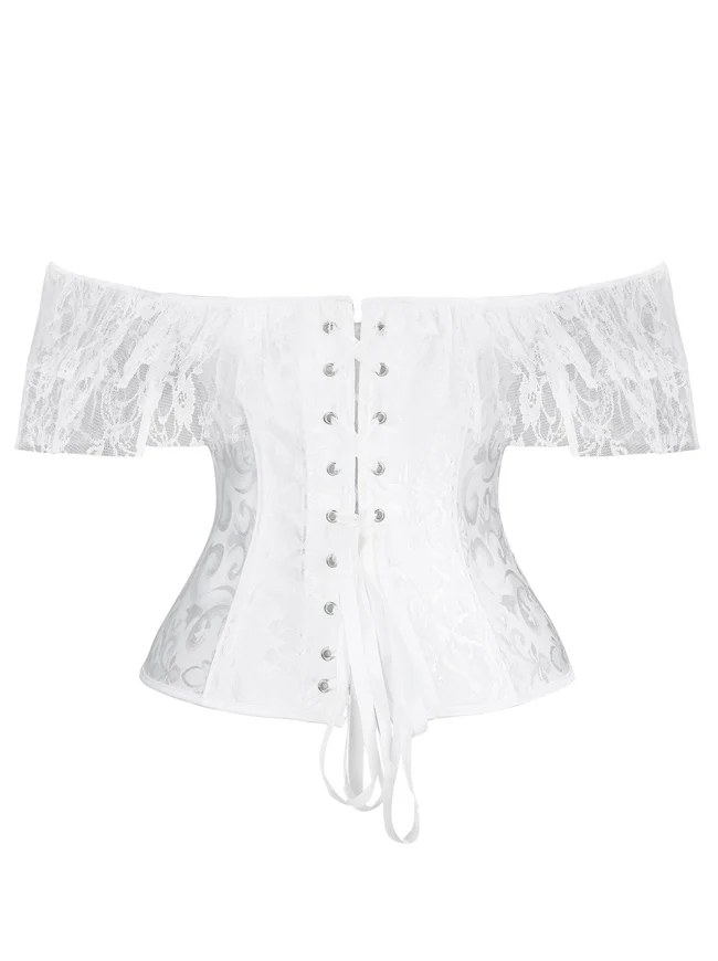 Steampunk Gothic Elegant Schulterfreies Jacquard Overbust Korsett