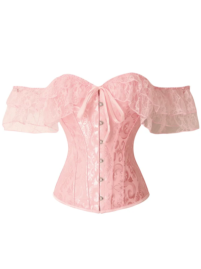 Steampunk Gothic Elegant Schulterfreies Jacquard Overbust Korsett