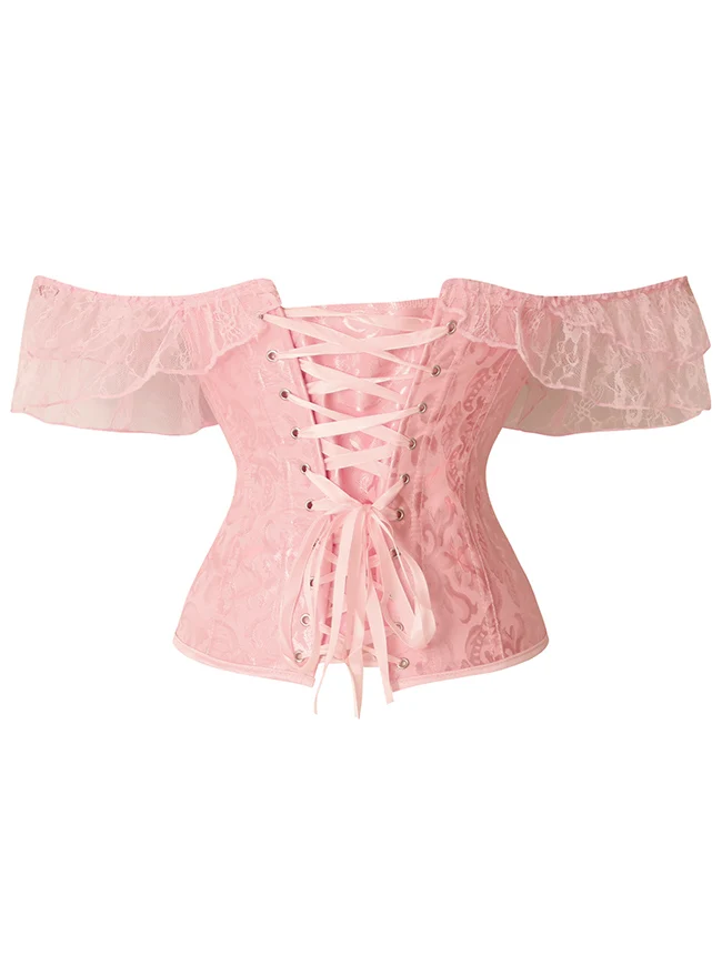 Steampunk Gothic Elegant Schulterfreies Jacquard Overbust Korsett