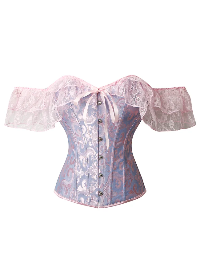 Steampunk Gothic Elegant Schulterfreies Jacquard Overbust Korsett