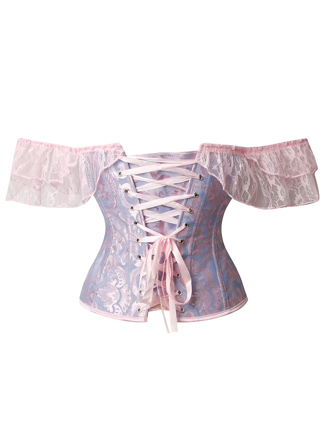 Steampunk Gothic Elegant Schulterfreies Jacquard Overbust Korsett