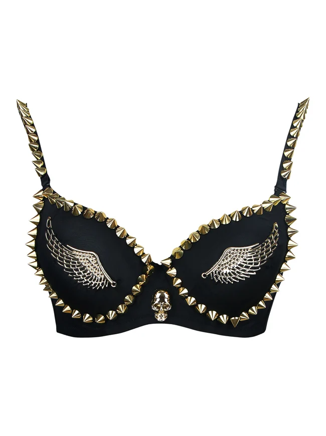 B Cup Mode Metallic Nieten Flügel Punk Clubwear BH Top