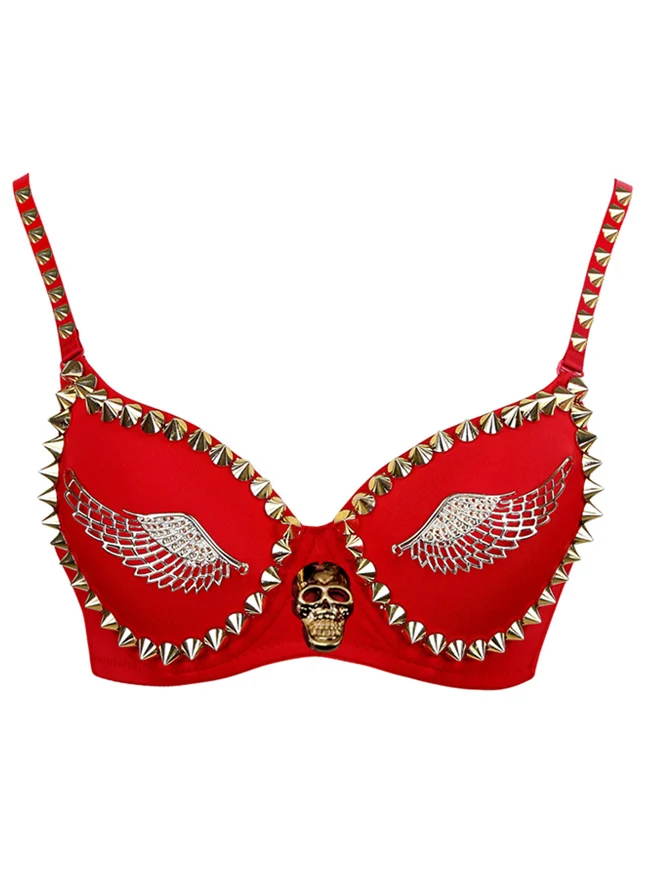 B Cup Mode Metallic Nieten Flügel Punk Clubwear BH Top