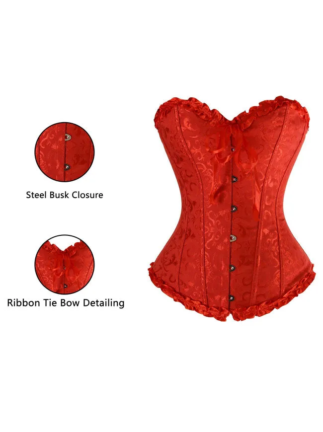 Burlesque Brocade Hochzeit Braut Tanz Bustier Korsett Dessous