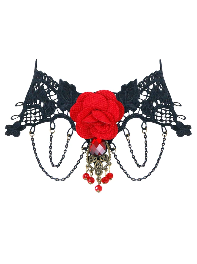 Steampunk Zubehör Kostüm Cosplay Spitze Choker Perlen Kette dekorative Halskette