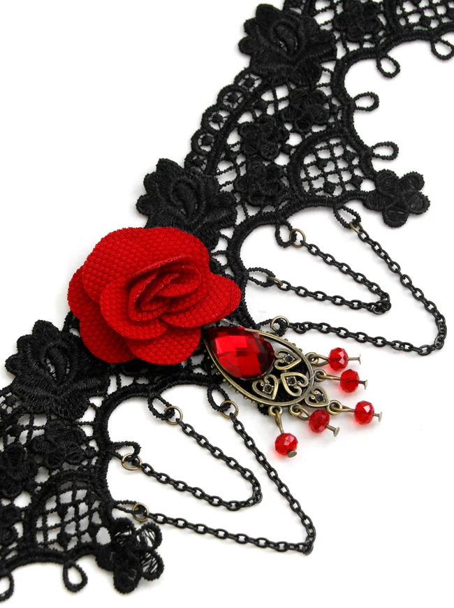 Steampunk Zubehör Kostüm Cosplay Spitze Choker Perlen Kette dekorative Halskette