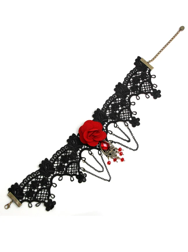 Steampunk Zubehör Kostüm Cosplay Spitze Choker Perlen Kette dekorative Halskette