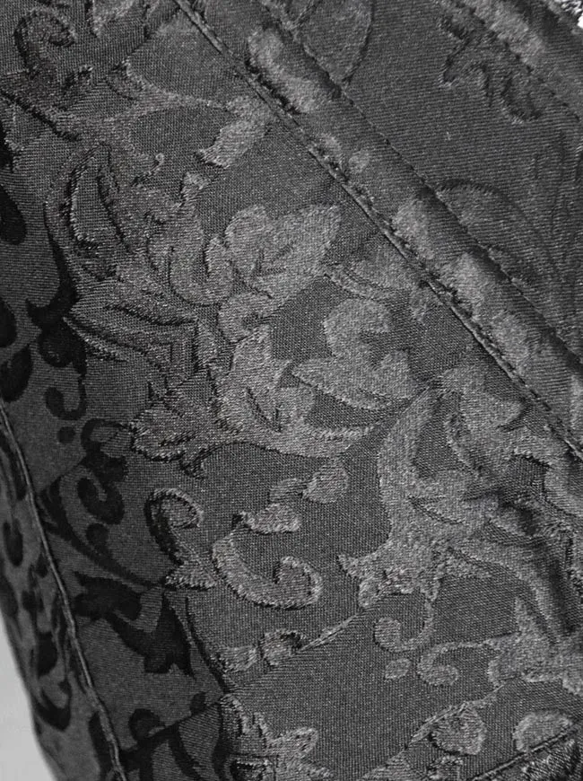 Brocade Steampunk Stickerei Reißverschluss Steel Boned Overbust Korsett