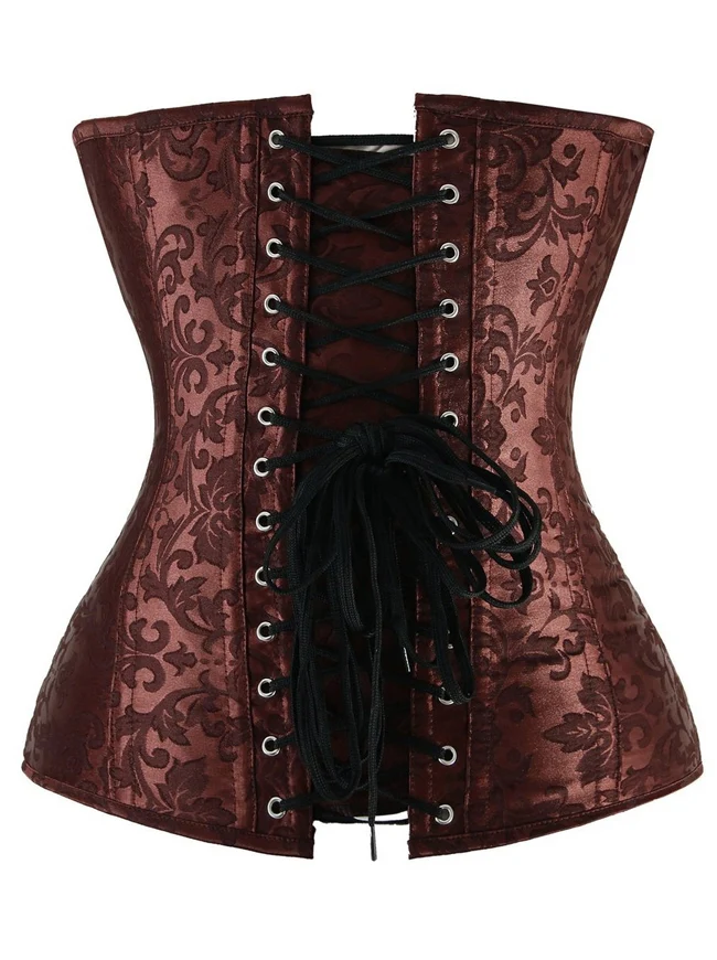 Brocade Steampunk Stickerei Reißverschluss Steel Boned Overbust Korsett