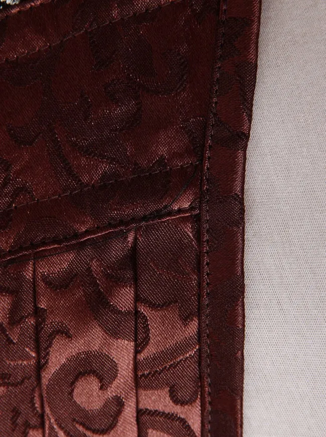 Brocade Steampunk Stickerei Reißverschluss Steel Boned Overbust Korsett