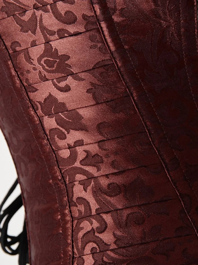 Brocade Steampunk Stickerei Reißverschluss Steel Boned Overbust Korsett