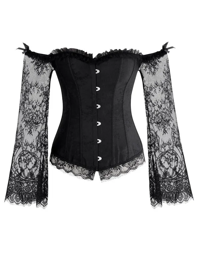 Victorian Off Shoulder Langarm Überbüsten Korsett Bustier Top