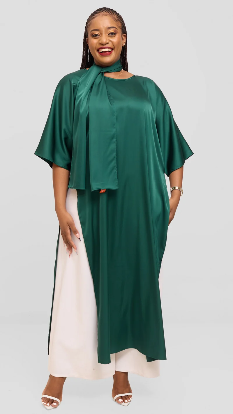 Vivo Lani Maxi Top in Satin - Dark Green
