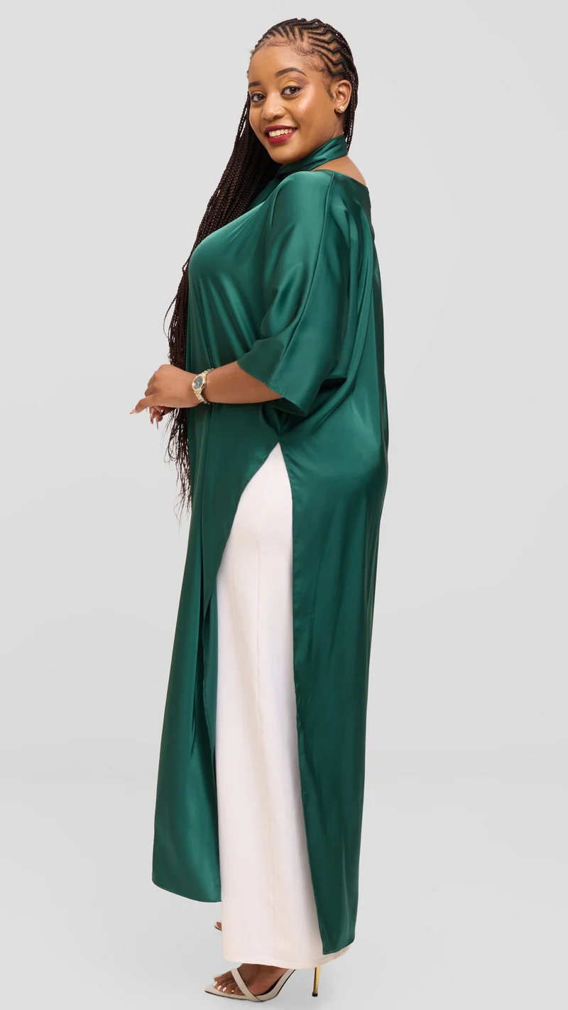 Vivo Lani Maxi Top in Satin - Dark Green