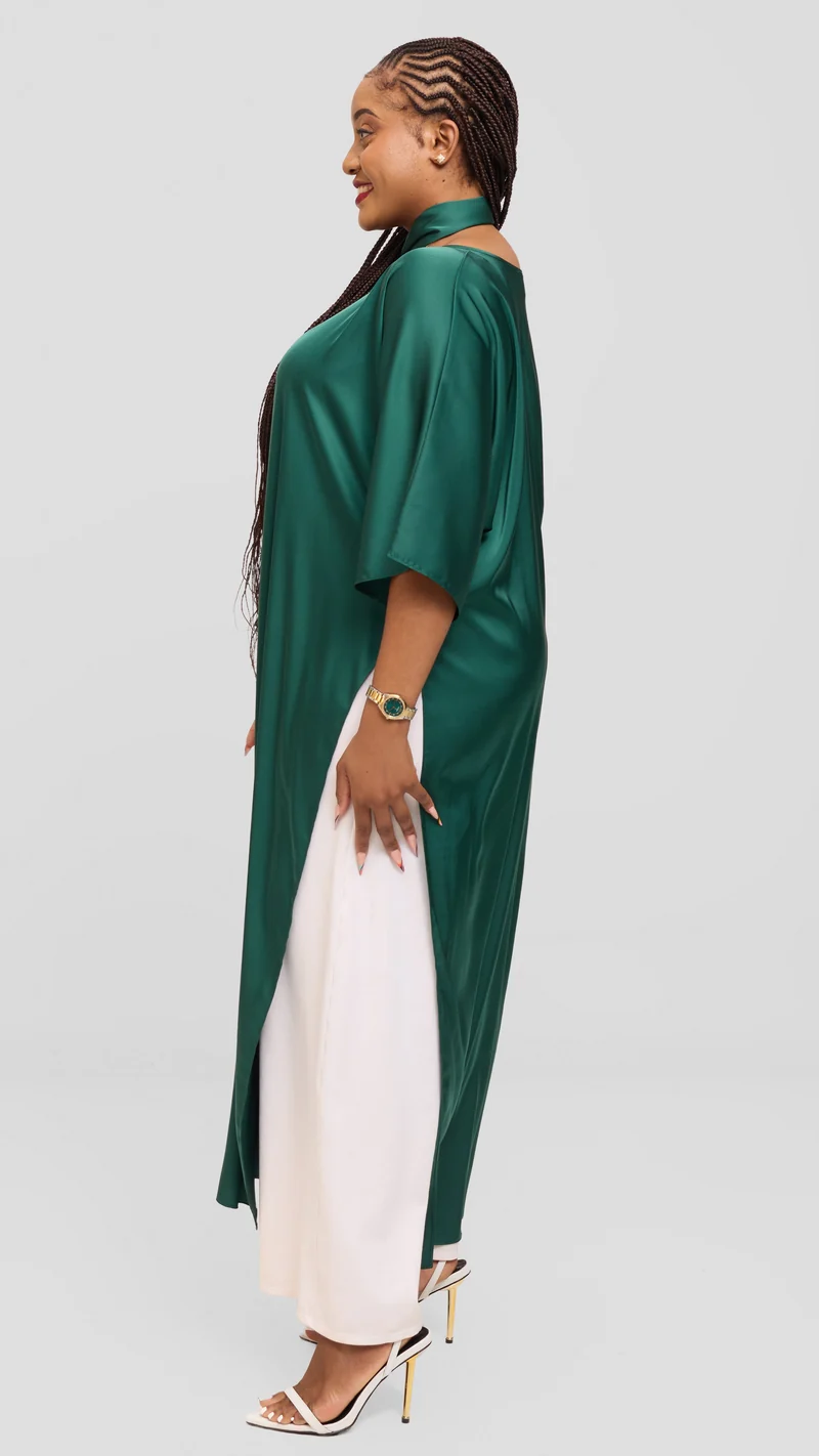 Vivo Lani Maxi Top in Satin - Dark Green