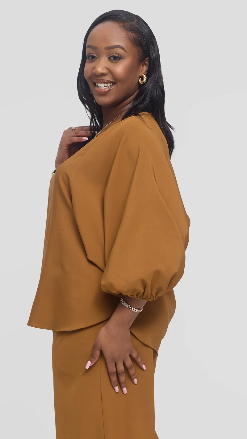 Vivo Dolman Top in Crepe - Dark Mustard