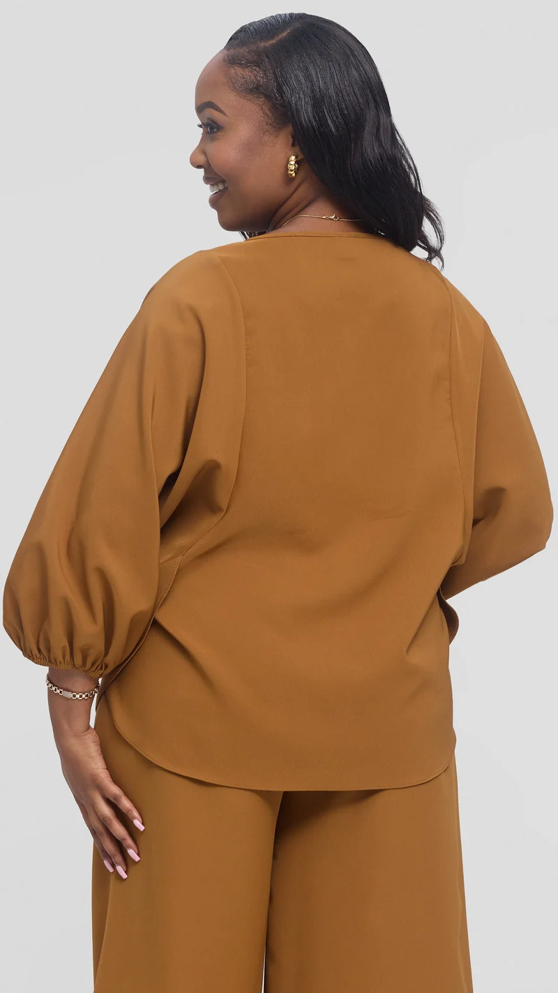 Vivo Dolman Top in Crepe - Dark Mustard