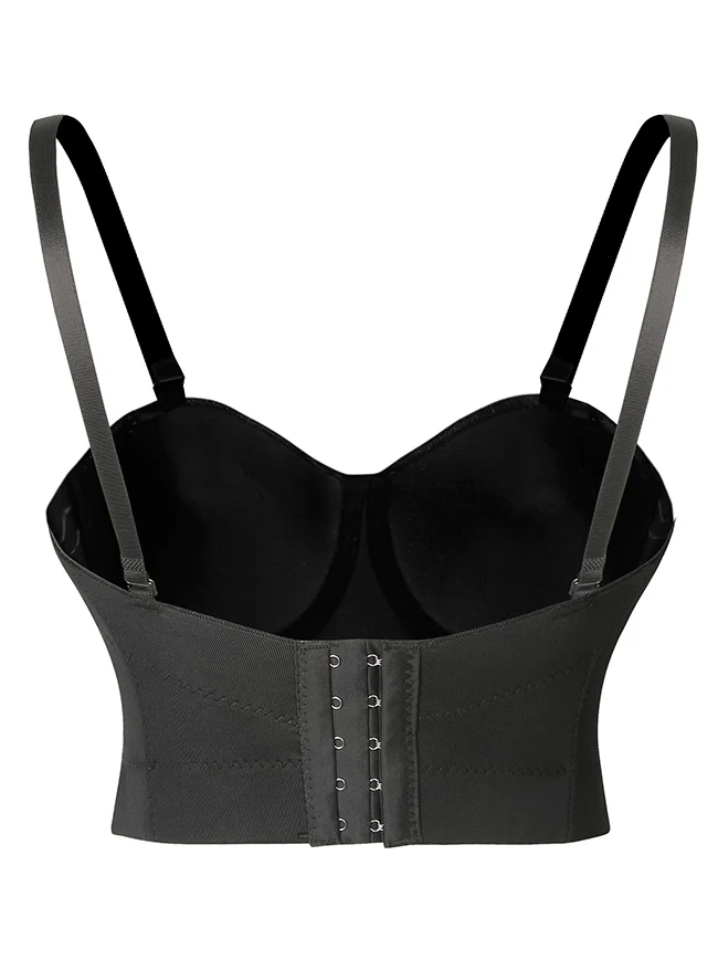 Punk Nieten Ketten Spaghettiträger Totenkopf Bustier BH Korsett Top