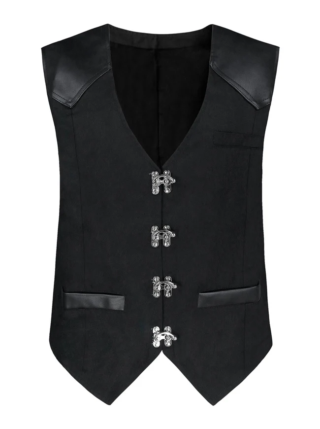 Steampunk viktorianischen Kunstleder Patchwork Weste Casual Weste